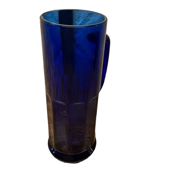 Cobalt Blue Heavy Glass 8.25 Inch Tall Beer Coffee Mug Holds 16 OZS - Picture 4 of 6